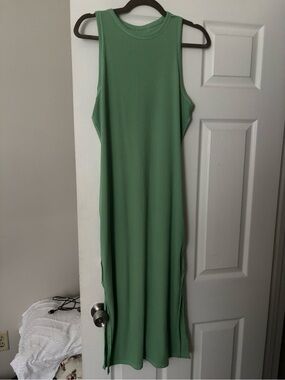 Fashion Nova Ribbed Maxi Dress in Sage Green